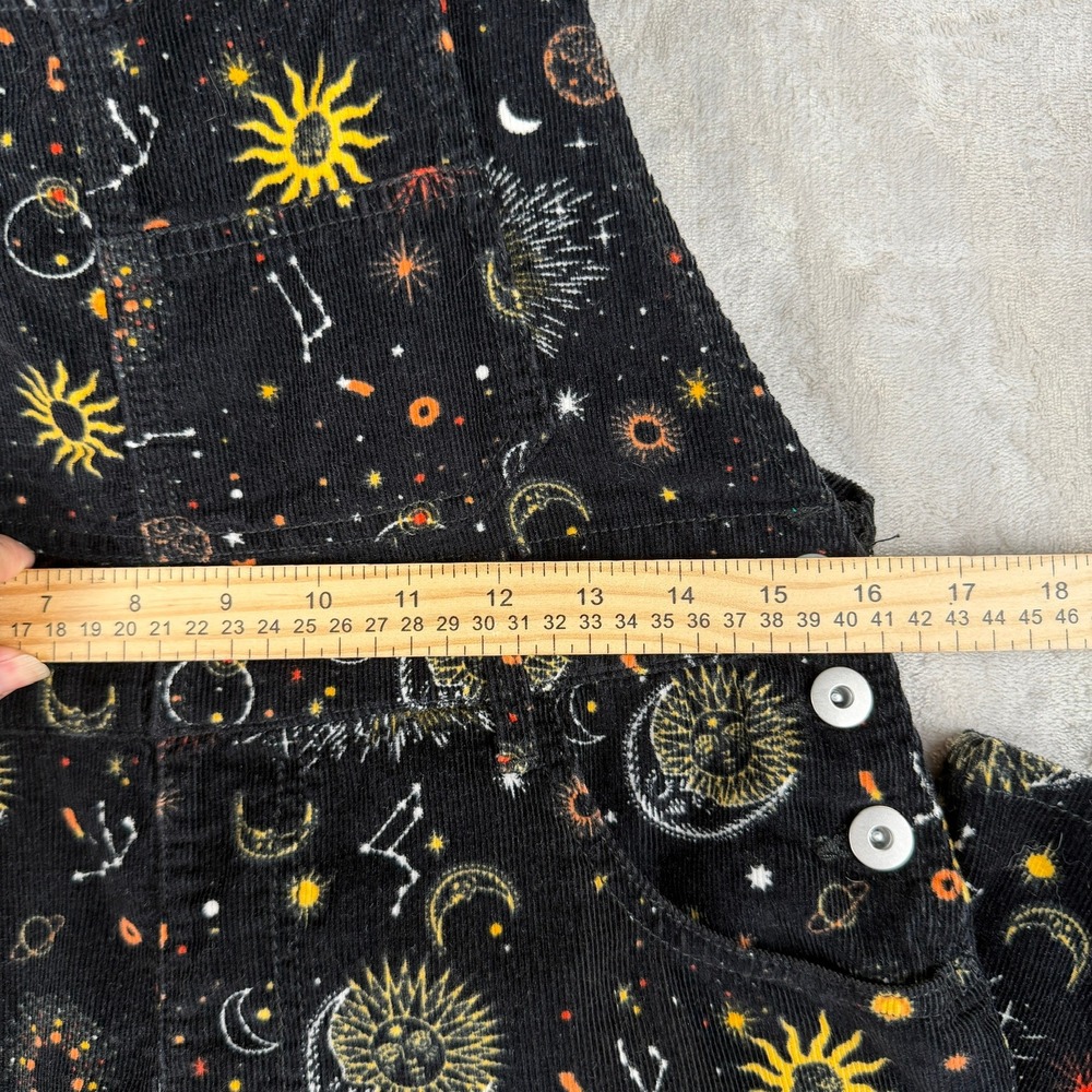 Celestial Corduroy Overalls Black Sun Moon Star Goth Womens Print Size 9 - Picture 4 of 8